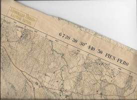Pien-Pero. Topografikartta  Tilgmann kivipaino 1933Vanha kartta Pien-Perosta (Tolokonnikovo) ja sen lähiympäristöstä Venäjällä, 76x56 cm laskostettu kirjekokoon