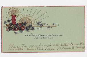 Gott nytt år 1893   -kivipaino kohopaino joulukortti postikortti Uudenvuodenkortti kulkematon