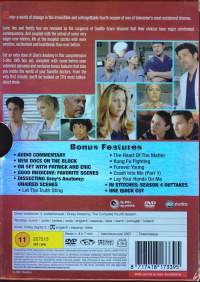 Greyn Anatomia (Grey&#039;s Anatomy), kokonainen tuotantokausi 4 (5 levyä). Suomenkielinen tekstitys. 2 laajennettua jaksoa mukana.