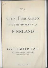 Filatelist Oy Ab Special-Preis-KLatalog  2 över die Briefmarken von Finnland  1921