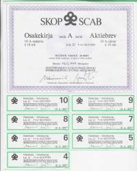 SKOP ,  10 x 10 mk osakekirja, Helsinki 10.5.1989