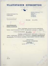 Villatehtaitten Ostokonttori Osuuskunta Helsinki 1955  - firmalomake