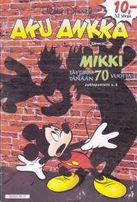 Aku Ankka 1998 N:o 47 (18.11.1988). Mikki 70-v juhlapotretti sisäkannessa.