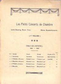 Sello-piano-viulunuotit - Les Petis Concerts de Chambre IV-  Katso sisältö kuvista.
