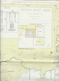 KLM Navigation chart South East Asia 1977 Route map lentokartta - kartta 104x88 cm taitettu kirjekokoon