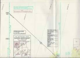 KLM Navigation chart Europe north-west 1974  Route map lentokartta - kartta 88 x 80 cm taitettu kirjekokoon