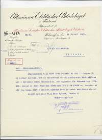 Allmänna Elektriska Ab ASEA  Helsingfors 1926-  firmalomake