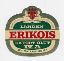 Lahden Erikois Export IV A olut -  olutetiketti