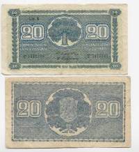 20 markkaa 1945 Litt B - seteli