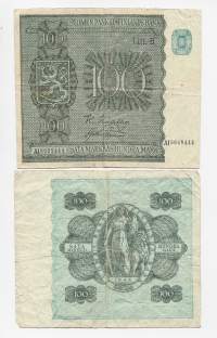 100 markkaa 1945 Litt B  seteli