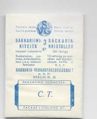 Saccharin Verkaufsellsshaft Berlin  Sakariinikiteitä 3 g  täysi avaamaton tuotepakkaus