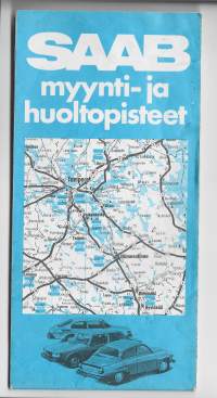 Saab myynti- ja huoltopisteet  Suomen kartta   1978
