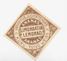 Ananas  Limonaatia -  juomaetiketti Julius Syren &amp; Co Oy