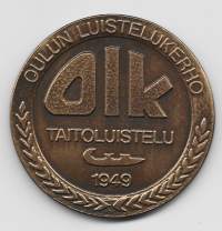 Oulun Luistelukerho OLK Taitoluistelu 1949  - mitali  1-puolinen 55 mm