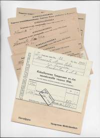 Tampereen  Kirkollisveromaksuja  1940 luku n 7 kpl erä