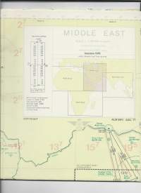 KLM Navigation chart Middle East  1975 Route map lentokartta - kartta 72x120 cm taitettu kirjekokoon