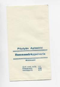 Pöytyän Apteekki, Pöytyä - apteekkipussi Hammassärkypulveria