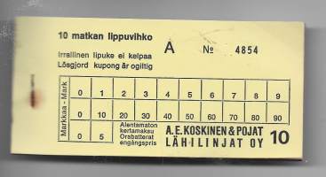 10 matkan lippuvihko - matkalippu, linja-autolippu  täysi käyttämätön