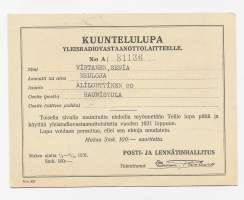 Kuuntelulupa  - radiolupa 1931