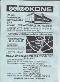 ookoo KONE Turku / Valmet -Valtra , Sampo-Rosenlew syyspäivät 1977 - ,mainos 2 sivua