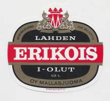 Erikoisolut Lahden Erikois I olut  -  olutetiketti