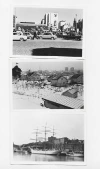 1960-luvun näkymiä Turusta  - valokuva 9x13 cm 3 kpl erä tekstit takana