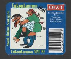 Olvi III  Olut Eukonkannon MM 99 - olutetiketti