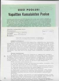 Vapaitten Kansalaisten Puolue 1958 - kirje ja esite