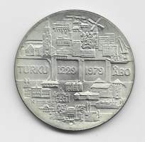 25 markkaa 1979  Turku 750 v - hopeaa  akjuperäisessä kotelossa