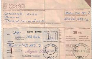 Radiolupa / kuuntelulupa  v. 1966