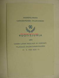Hämeenlinnan VPK 90-vuotisjuhla -ohjelmakortti