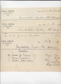 Aina Gros Bokhandel   Wasa 1925-29 -  firmalomake  3 kpl