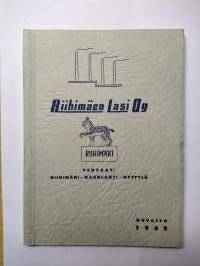 Riihimäen Lasi Oy Kuvasto 1949 Talouslasien, myymäläkalusteiden, tölkkien ja lampunlasien kuvasto