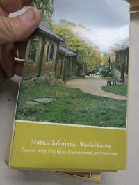 Turku - Åbo matkailukartta 1972, mukana monikielinen selostusosa sekä erillinen kaksipuolinen kartta taskukokoisessa kansiossa, osin hauskoja piirroskuvia