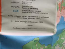 Turku - Åbo osoitekartta 1974, pohjoinen ja eteläinen karttalehti eri puolilla