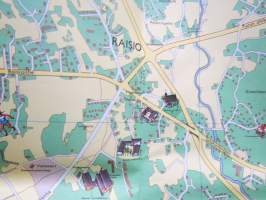 Turku - Åbo matkailukartta 1968, mukana monikielinen selostusosa sekä erillinen kaksipuolinen kartta taskukokoisessa kansiossa, hauskat piirroskuvat Tauno Torpo
