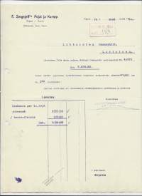 Sergejeffín Pojat ja Kumpp  Viipuri 1930  - firmalomake