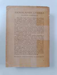 Suomalainen lyriikka Juhani Siljosta Kaarlo Sarkiaan (signeerattu, tekijän omiste)