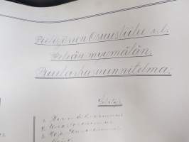 Pielisjärven Osuusliike r.l. (Lieksa) -erä eri myymälöille v. 1939 tehtyjä puutarhasuunnitelmia, tekijänä E. Väyrynen