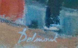 Etelän valoa laadukas   öljyvärimaalaus levylle sign Delmont koko  21x28  cm kehystämätön