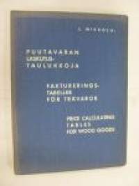 Puutavaran laskutustaulukkoja Faktureringstabeller för trävaror Price calculating tables for wood goods