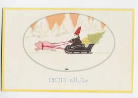 God Jul  sign Franz John - joulukortti postikortti kulkematon