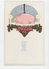 God Jul  sign Franz John - joulukortti postikortti kulkematon