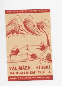 Välimäen Kioski Kangasniemi   tulitikkuetiketti