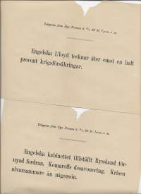 Telegram till Nya Pressen 22-23.4.1885   2 kpl