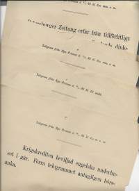 Telegram till Nya Pressen 28.4- 2.5 .1885  4 kpl