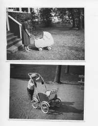 Lastenvaunut mallia 1947 ja lastenrattaat mallia 1952  - valokuva 6x9 cm 2 kpl
