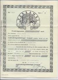 Verandi  Livförsäkringsf Ab     - vakuutuskirja 1945
