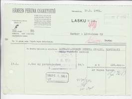 Hämeen Peruna Oy Hämeenlinna 1950-51  -   firmalomake