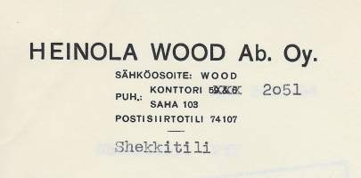Heinola Wood Oy Heinola  1951  -   firmalomake